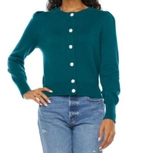 Ryegrass Women's Round Neck Long Sleeve Cardigan Sweater